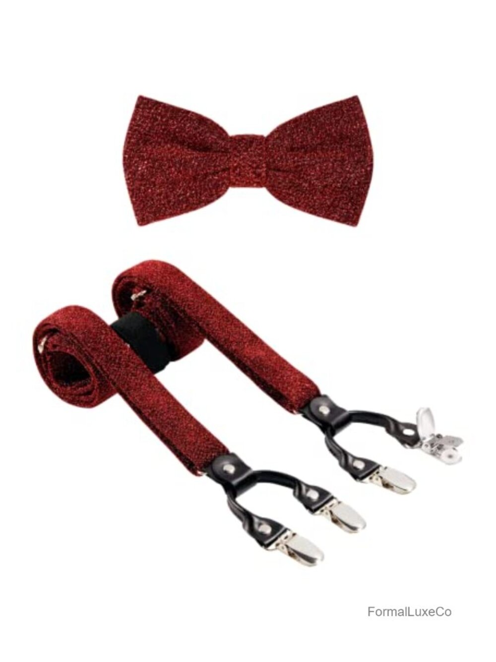 Men's Velvet Suspender & Bow Tie Set, Glittering Party Wedding Accessory